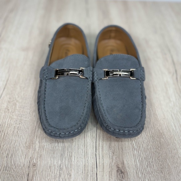 Men\'s Gray Faux Suede Casual Slip On Loafers with Metal Bit Detailing Sz 8 New main image 8